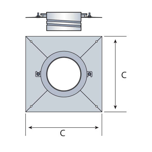 Plaque supérieure d’étanchéité carré à visser pour tubage flexible - Diam. 80 mm