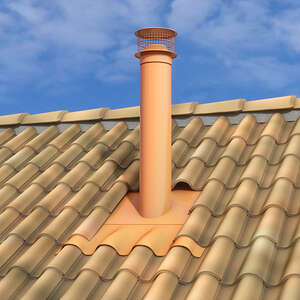 Sortie de toit primaire VENTÉLIA SANIT'AIR en inox brique rouge - Pente 25-35 %