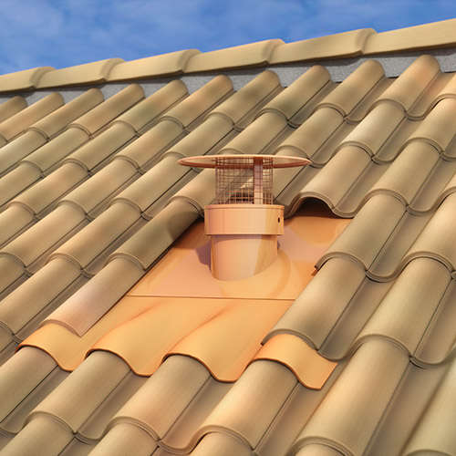 Sortie de toit primaire VENTÉLIA SANIT'AIR en inox brique rouge - Pente 25-35 %