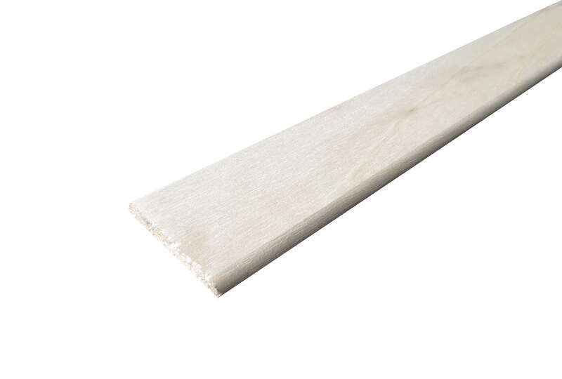 Profilé de finition chant plat en bois exotique blanc - non traité - 1 angle vif 1 arrondi - L. 2400 x l. 40 x Ép. 6 mm