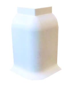 Raccord d'angle sortant et support sol en PVC blanc - L. 4 x l. 4 cm