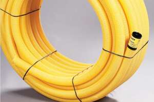 Drain agricole perforé en PVC enrobé jaune Diam. 80 mm - Couronne de L. 50 m