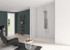 Panneau mural de salle de bains KINEDO Kinewall L. 150 x h. 202 x Ep. 0.3 cm - décor Inox Brossé blanc