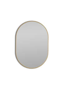 Miroir de salle de bains rétroéclairant LED oval ODESIGN FALBALA L. 85 x l. 60 cm - anti-buée et réversible avec contour or brossé