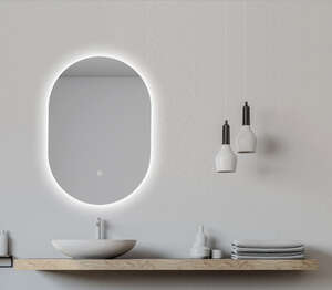 Miroir de salle de bains rétroéclairant LED oval ODESIGN FALBALA L. 85 x l. 60 cm - anti-buée et réversible