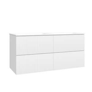 Caisson meuble suspendu sous vasque double 4 tiroirs O'DESIGN GABAN L. 120 x prof. 45.5 x h. 50 cm - Laqué Blanc Velours