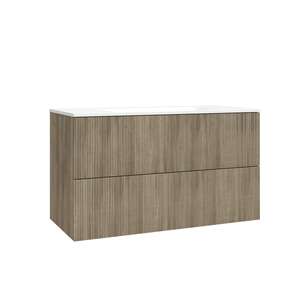 Caisson meuble suspendu sous vasque simple 2 tiroirs O'DESIGN GABAN L. 100 x prof. 45.5 x h. 50 cm - décor Chêne Nairobi