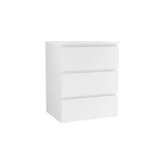 Caisson meuble sous vasque simple 3 tiroirs OZE HARMONIE L. 60 x prof. 45.5 x h. 72 cm - laqué Blanc mat. A poser