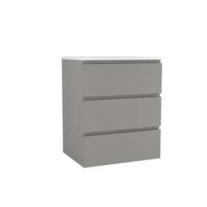 Caisson meuble sous vasque simple 3 tiroirs OZE HARMONIE L. 60 x prof. 45.5 x h. 72 cm - décor Argile - à poser