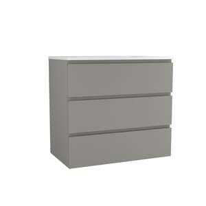 Caisson meuble sous vasque simple 3 tiroirs OZE HARMONIE L. 80 x prof. 45.5 x h. 72 cm - décor Argile. A poser