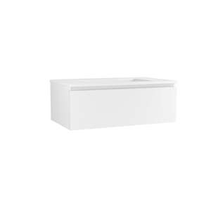 Caisson meuble suspendu sous vasque simple 1 tiroir OZE HARMONIE L. 80 x prof. 45.5 x h. 28 cm - Laqué Blanc mat
