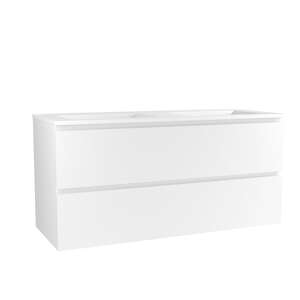 Caisson meuble suspendu sous vasque double - 2 tiroirs OZE HARMONIE L. 120 x prof. 45.5 x h. 56 cm - laqué Blanc mat