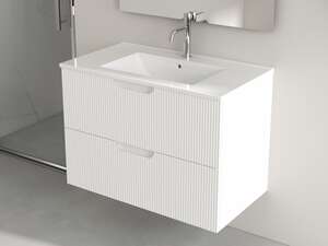Caisson meuble sous vasque 2 tiroirs à suspendre OZE HIPSTER l. 60 x prof. 45.5 x h. 56 cm - laqué blanc mat
