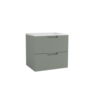 Caisson meuble sous vasque 2 tiroirs à suspendre OZE HIPSTER l. 60 x prof. 45.5 x h. 56 cm - laqué vert sauge