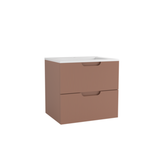 Caisson meuble sous vasque 2 tiroirs à suspendre OZE HIPSTER l. 60 x prof. 45.5 x h. 56 cm - laqué terre cuite