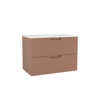 Caisson meuble sous vasque 2 tiroirs à suspendre OZE HIPSTER l. 80 x prof. 45.5 x h. 56 cm - laqué terre cuite