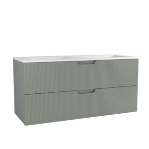 Caisson meuble sous vasque 2 tiroirs à suspendre OZE HIPSTER l. 120 x prof. 45.5 x h. 56 cm - laqué vert sauge