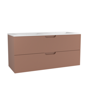 Caisson meuble sous vasque 2 tiroirs à suspendre OZE HIPSTER l. 120 x prof. 45.5 x h. 56 cm - laqué terre cuite