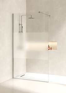 Paroi de douche ODESIGN NEO L. 115 x H 200 cm - Verre Securit 8 mm avec bande dépolie - Traité anticalcaire