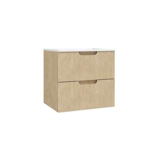 Caisson meuble sous vasque 2 tiroirs à suspendre OZE HIPSTER l. 60 x prof. 45.5 x h. 56 cm - décor Chêne Arizona