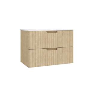 Caisson meuble sous vasque 2 tiroirs à suspendre OZE HIPSTER l. 80 x prof. 45.5 x h. 56 cm - Décor Chêne Arizona