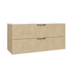 Caisson meuble sous vasque 2 tiroirs à suspendre OZE HIPSTER l. 120 x prof. 45.5 x h. 56 cm - Décor Chêne Arizona