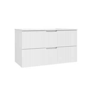 Caisson meuble sous vasque 2 tiroirs à suspendre OZE HIPSTER l. 100 x prof. 45.5 x h. 56 cm - laqué blanc mat	