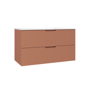 Caisson meuble sous vasque 2 tiroirs à suspendre OZE HIPSTER l. 100 x prof. 45.5 x h. 56 cm - laqué terre cuite