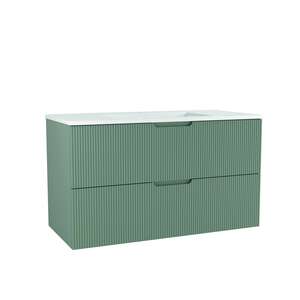 Caisson meuble sous vasque 2 tiroirs à suspendre OZE HIPSTER l. 100 x prof. 45.5 x h. 56 cm - laqué vert sauge