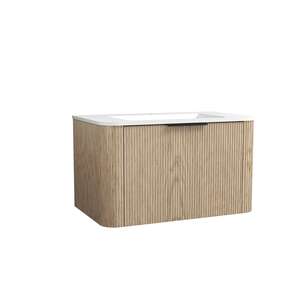 Caisson meuble suspendu sous vasque simple - 2 tiroirs OZE INDIANA L. 80 x prof. 47.5 x h. 45 cm - décor Chêne Arizona Structuré