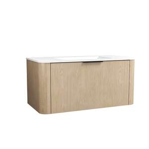 Caisson meuble suspendu sous vasque simple - 2 tiroirs OZE INDIANA L. 100 x prof. 47.5 x h. 45 cm - décor Chêne Arizona