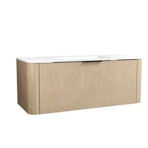 Caisson meuble suspendu sous vasque simple - 2 tiroirs OZE INDIANA L. 120 x prof. 47.5 x h. 45 cm - décor Chêne Arizona