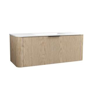 Caisson meuble suspendu sous vasque simple - 2 tiroirs OZE INDIANA L. 120 x prof. 47.5 x h. 45 cm - décor Chêne Arizona Structuré