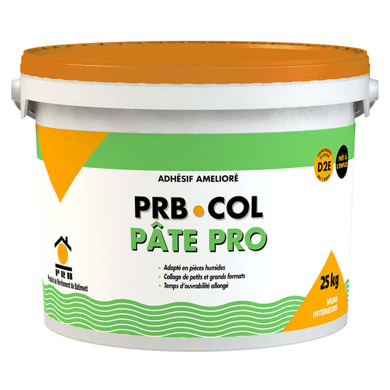 Colle carrelage en pâte adaptée pièces humides D2E COL PATE PRO blanc - Seau de 25 Kg