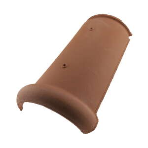 Tuile faîtière ronde ventilée à emboîtement en terre cuite plate brun artesien - L. 450 x l. 215 mm