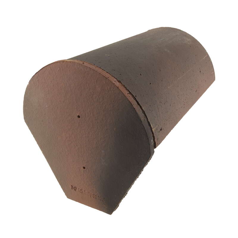 Fronton de faîtière demi-ronde plate en terre cuite tabac - L. 330 x l. 250 mm