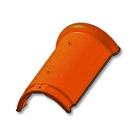 Tuile faîtière ronde ventilée à emboîtement en terre cuite plate rouge flammé - L. 400 x l. 220 mm