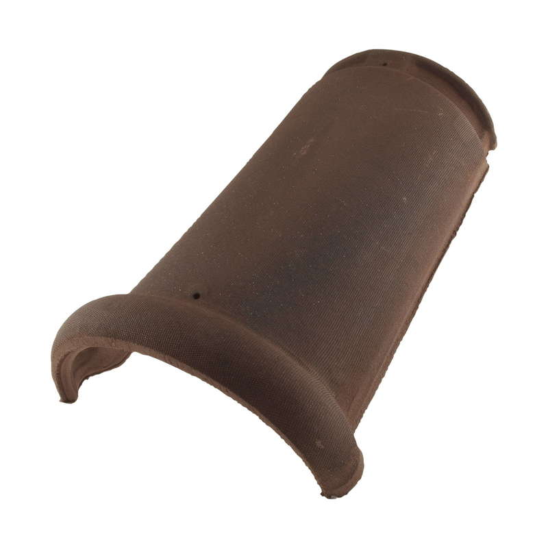 Tuile faîtière ronde ventilée à emboîtement en terre cuite plate brun - L. 400 x l. 220 mm