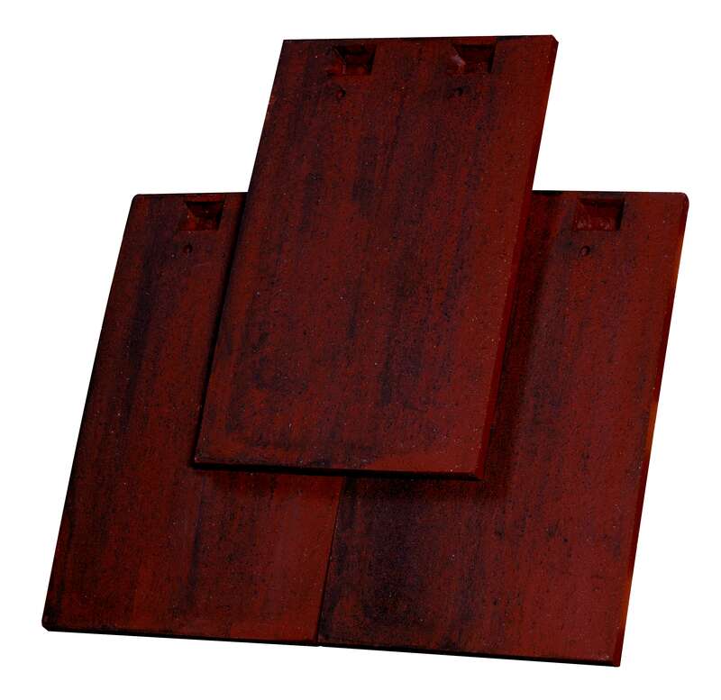 Tuile à emboîtement en terre cuite EMINENCE plate rouge flammé L. 270 x l. 170 mm