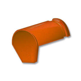 Fronton de faîtière ronde ventilée à emboîtement en terre cuite rouge naturel - L. 235 x l. 215 mm