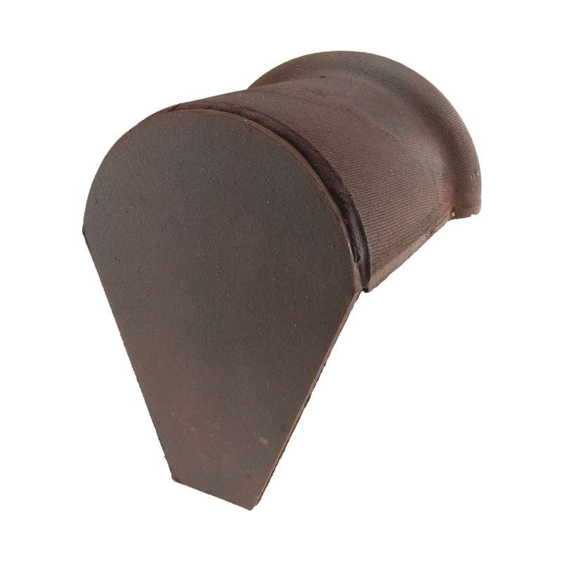 Fronton de faîtière ronde ventilée à recouvrement en terre cuite brun mureaux - L. 235 x l. 215 mm