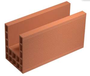 Accessoire pour brique creuse en terre cuite BRIQUE DE STRUCTURE rouge L. 500 x l. 200 x H. 270 mm