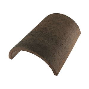 Tuile faîtière demi-ronde en terre cuite plate brun rustique MX
