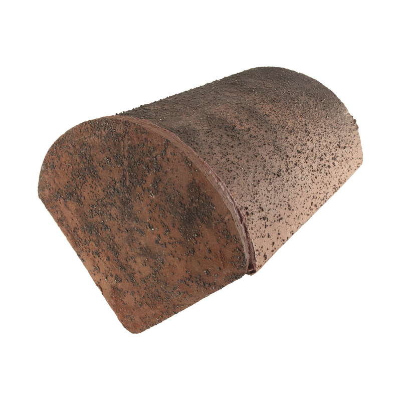 Fronton de faîtière demi-ronde plate en terre cuite sablé normand - L. 330 x l. 250 mm