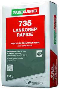 Mortier de réparation fibré très haute adhérence 735 LANKOREP RAPIDE - Sac de 25 kg