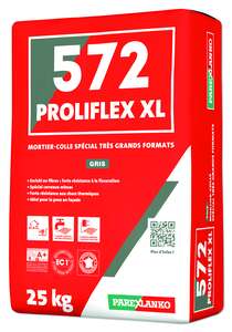 Mortier-colle spécial pour la pose de revêtement céramique de très grands formats 572 PROLIFLEX XL gris - Sac de 25 kg