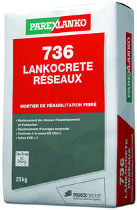 Mortier de réhabilitation fibré pour le renforcement des réseaux d'assainissement 736 LANKOCRETE RESEAUX - Sac de 25 kg