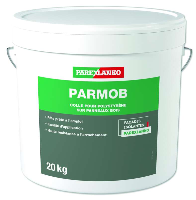 Colle pour isolant en polystyrène PARMOB blanc - Seau de 20 kg