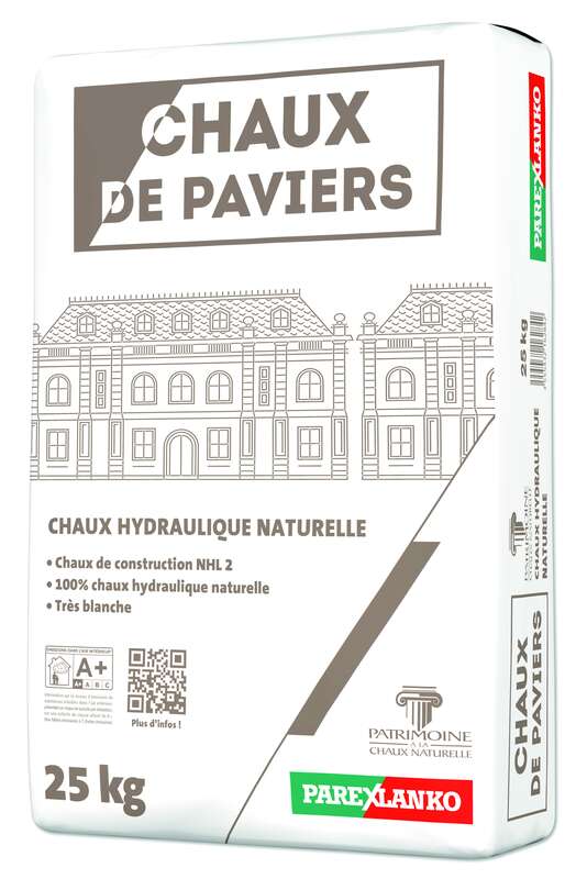Chaux naturelle murale blanche de Paviers - Sac de 25 kg