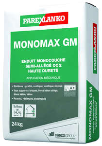 Enduit de finition monocouche semi-allégé haute dureté MONOMAX G30 gris souris - Sac de 24 kg